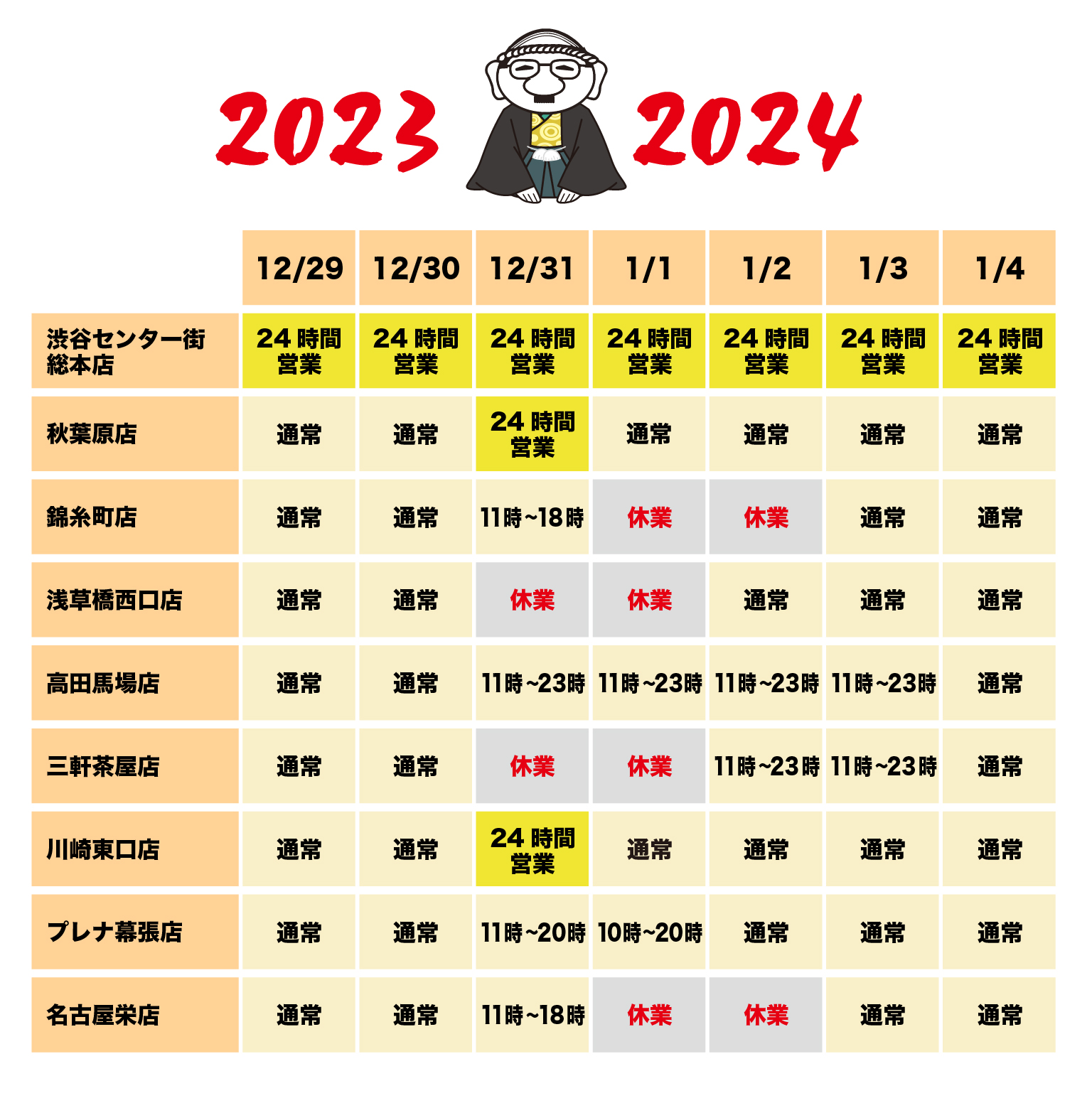 2023-2024年末年始